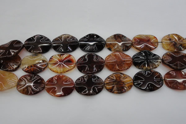 CAG6060 15.5 inches 18*25mm wavy oval dragon veins agate beads