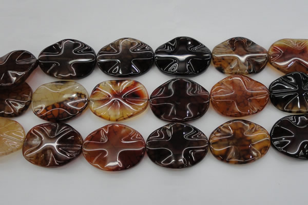 CAG6062 15.5 inches 30*40mm wavy oval dragon veins agate beads