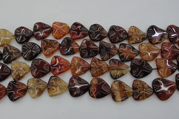 CAG6075 15.5 inches 20mm wavy triangle dragon veins agate beads