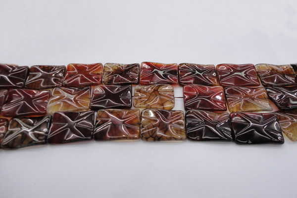 CAG6085 15.5 inches 20*20mm wavy square dragon veins agate beads