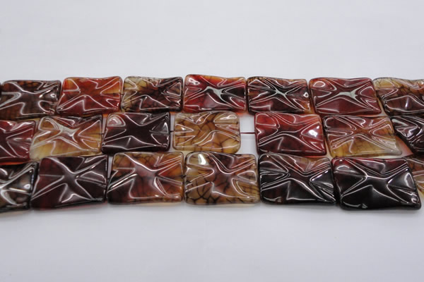 CAG6086 15.5 inches 30*30mm wavy square dragon veins agate beads