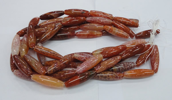 CAG609 15.5 inches 12*40mm rice natural fire agate beads wholesale