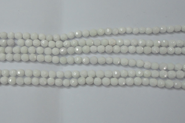 CAG6100 15.5 inches 4mm faceted round white agate gemstone beads