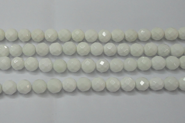 CAG6103 15.5 inches 10mm faceted round white agate gemstone beads