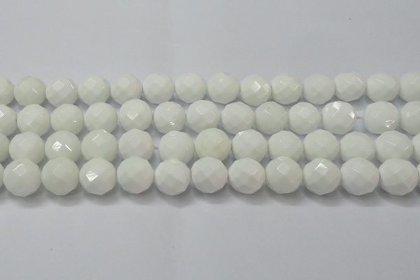 CAG6104 15.5 inches 12mm faceted round white agate gemstone beads