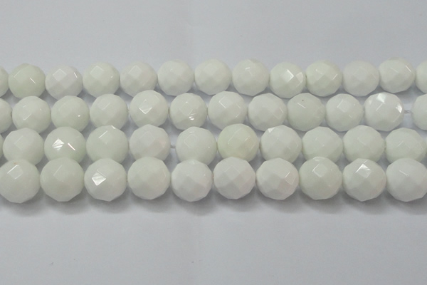 CAG6105 15.5 inches 14mm faceted round white agate gemstone beads
