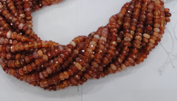 CAG612 15.5 inches 6*10mm faceted rondelle natural fire agate beads