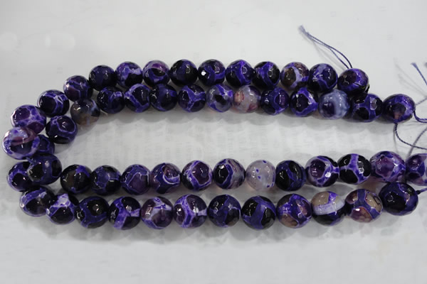 CAG6146 15 inches 12mm faceted round tibetan agate gemstone beads