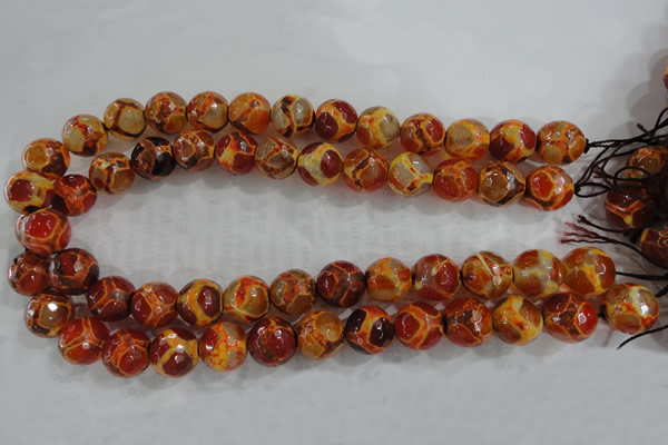CAG6150 15 inches 10mm faceted round tibetan agate gemstone beads