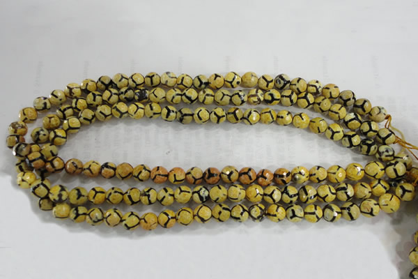 CAG6166 15 inches 10mm faceted round tibetan agate gemstone beads