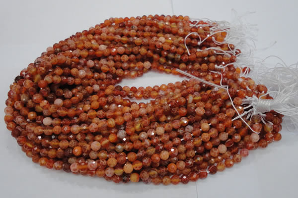 CAG618 15.5 inches 4mm faceted round natural fire agate beads
