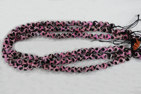 CAG6210 15 inches 8mm faceted round tibetan agate gemstone beads
