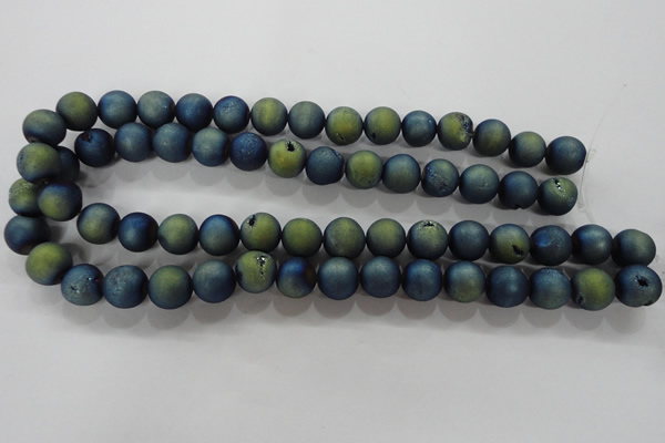 CAG6264 15 inches 12mm round plated druzy agate beads wholesale