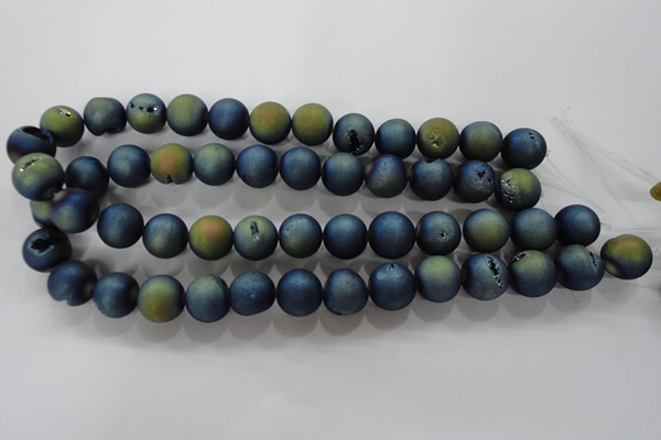 CAG6265 15 inches 14mm round plated druzy agate beads wholesale