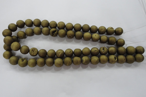 CAG6274 15 inches 12mm round plated druzy agate beads wholesale
