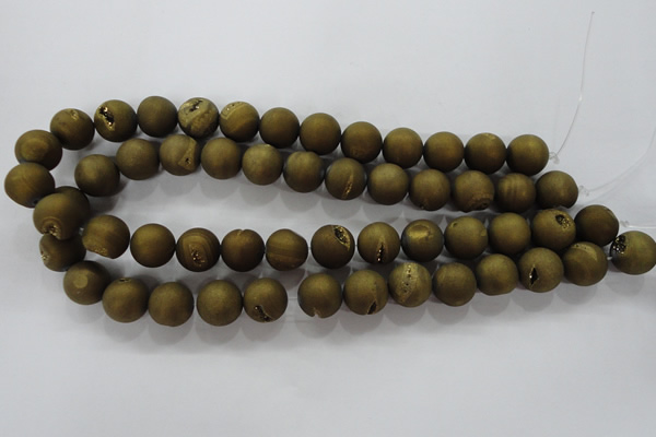 CAG6275 15 inches 14mm round plated druzy agate beads wholesale