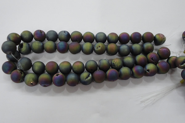 CAG6285 15 inches 14mm round plated druzy agate beads wholesale