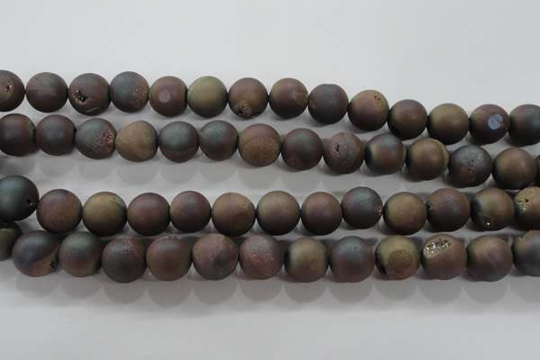CAG6295 15 inches 14mm round plated druzy agate beads wholesale