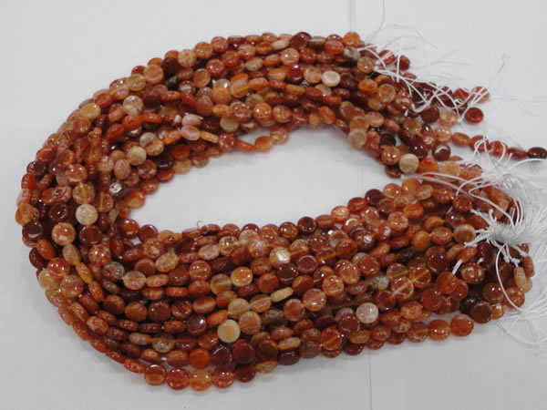 CAG630 15.5 inches 10mm coin natural fire agate beads wholesale