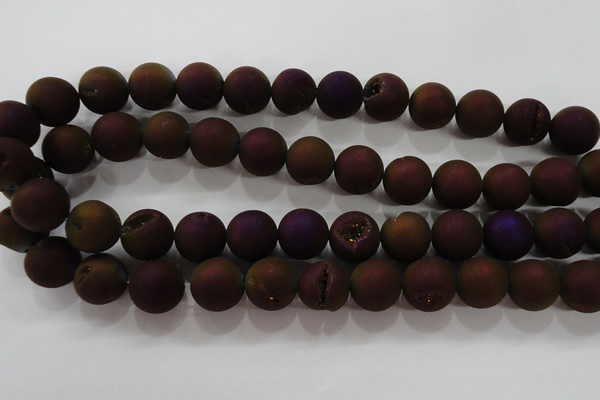 CAG6305 15 inches 14mm round plated druzy agate beads wholesale