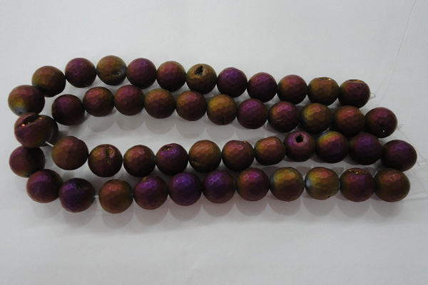 CAG6316 15 inches 16mm faceted round plated druzy agate beads