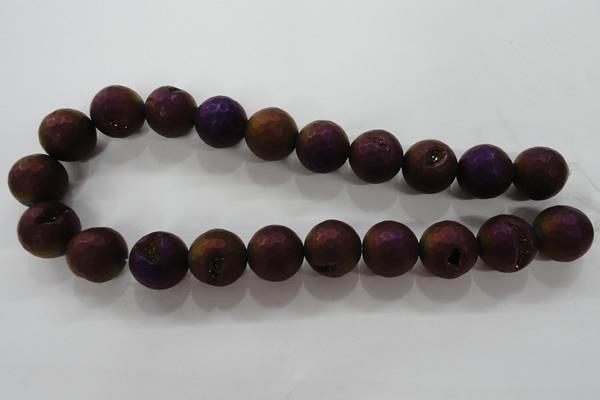 CAG6318 15 inches 20mm faceted round plated druzy agate beads