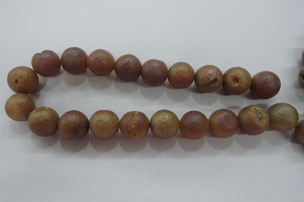 CAG6337 15 inches 18mm faceted round plated druzy agate beads