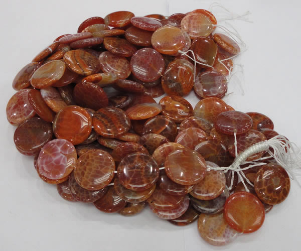 CAG634 15.5 inches 40mm coin natural fire agate beads wholesale