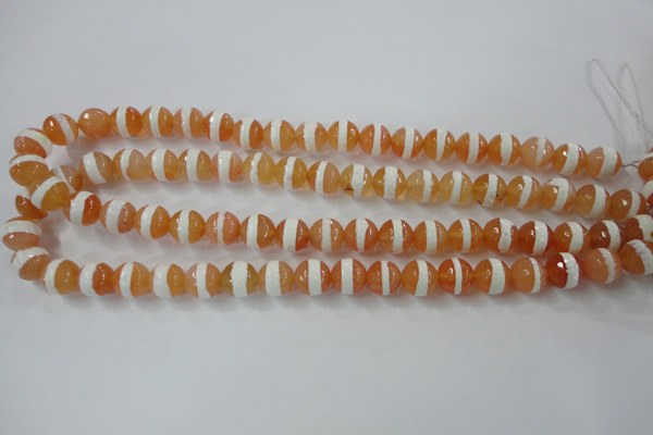 CAG6351 15 inches 10mm faceted round tibetan agate gemstone beads