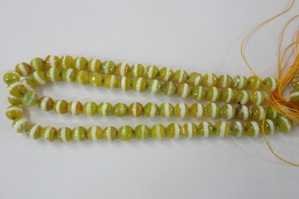 CAG6356 15 inches 12mm faceted round tibetan agate gemstone beads
