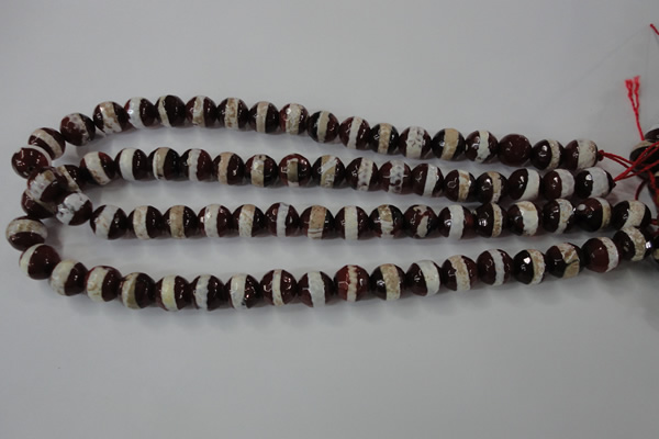 CAG6363 15 inches 10mm faceted round tibetan agate gemstone beads