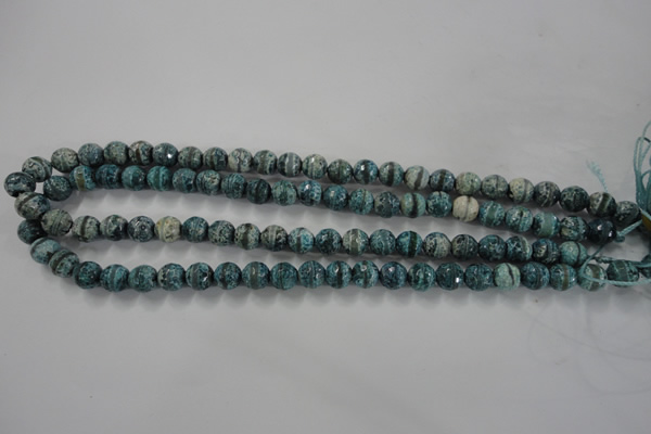 CAG6406 15 inches 8mm faceted round tibetan agate gemstone beads