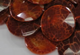 CAG641 15.5 inches 35mm faceted coin natural fire agate beads