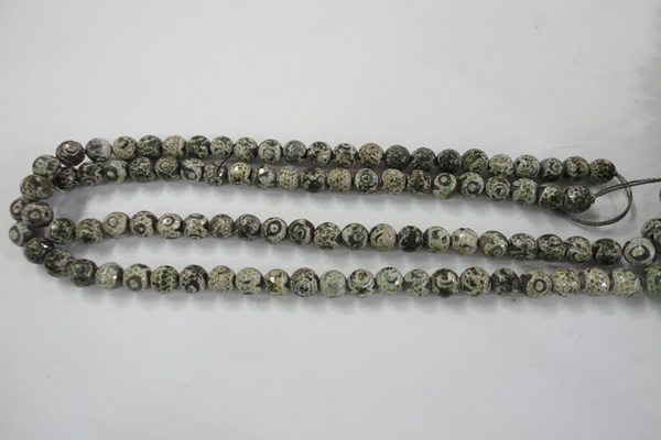 CAG6416 15 inches 12mm faceted round tibetan agate gemstone beads
