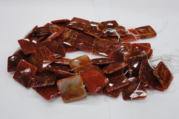 CAG652 15.5 inches 30*30mm faceted square natural fire agate beads