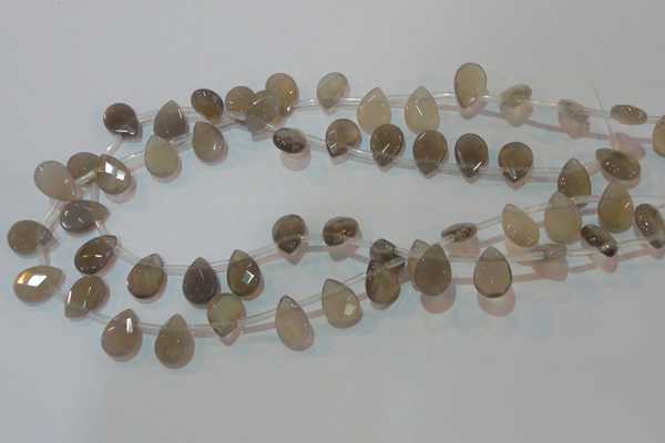 CAG6546 Top-drilled 10*14mm briolette Brazilian grey agate beads