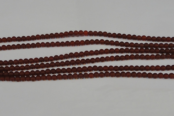 CAG6550 15.5 inches 4mm round matte red agate beads wholesale