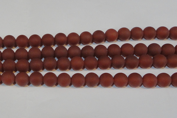 CAG6557 15.5 inches 14mm round matte red agate beads wholesale