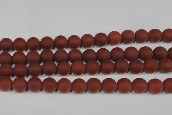 CAG6559 15.5 inches 18mm round matte red agate beads wholesale