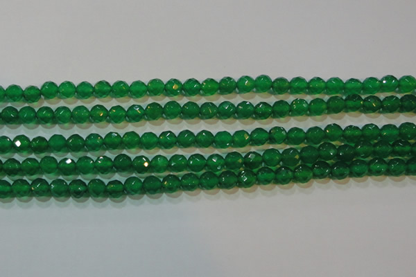 CAG6613 15.5 inches 8mm faceted round green agate gemstone beads