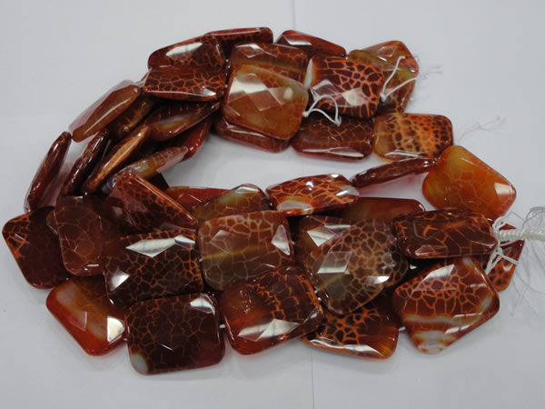 CAG666 15.5 inches 30*40mm faceted rectangle natural fire agate beads