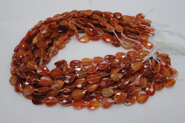CAG670 15.5 inches 13*18mm faceted flat teardrop natural fire agate beads