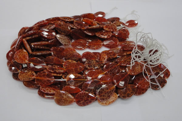 CAG672 15.5 inches 20*30mm faceted flat teardrop natural fire agate beads