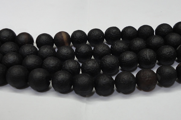 CAG6745 15 inches 18mm round black pilates agate beads