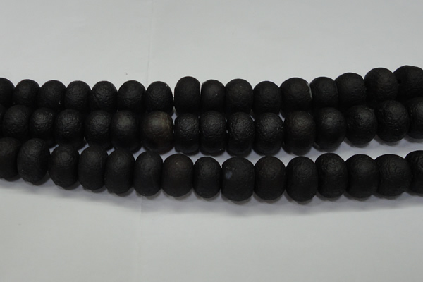 CAG6748 15 inches 10*14mm rondelle black pilates agate beads