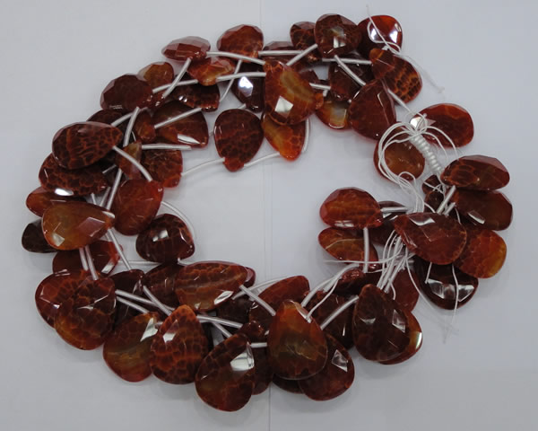 CAG680 15.5 inches 22*30mm faceted teardrop natural fire agate beads