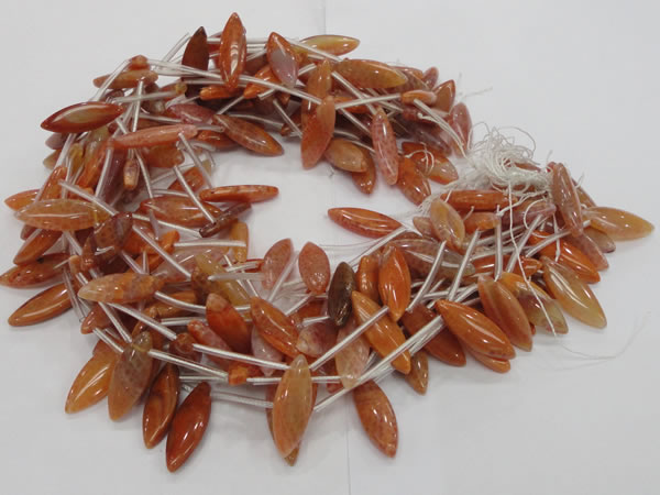 CAG685 15.5 inches 10*30mm marquise natural fire agate beads