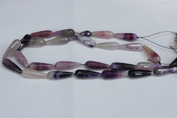 CAG6892 15.5 inches 10*30mm faceted teardrop line agate beads