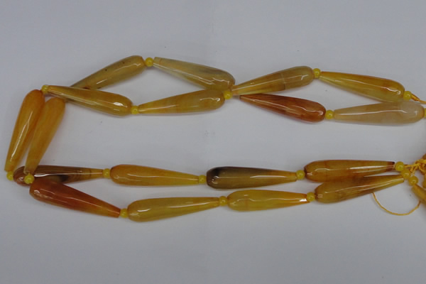 CAG6900 15.5 inches 10*40mm faceted teardrop line agate beads
