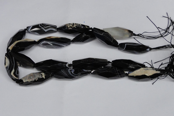 CAG6910 15.5 inches 13*40mm - 15*45mm faceted rice line agate beads